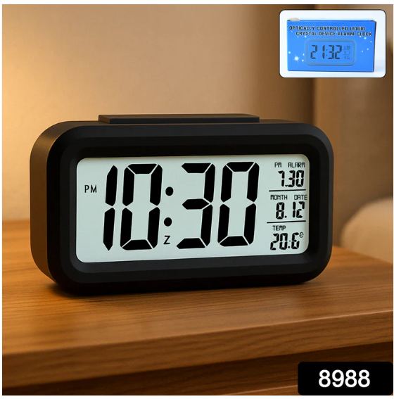 Digital LCD Alarm Clock – Backlit Display with Time & Temperature - Image 5