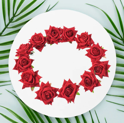 Velvet Rose Hair Clip – Red Flower Design (12 Pcs) | Calm & Curl - Image 4
