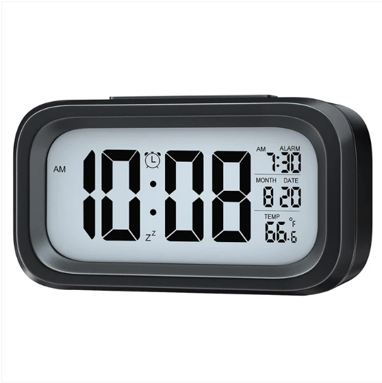 Digital LCD Alarm Clock – Backlit Display with Time & Temperature - Image 4