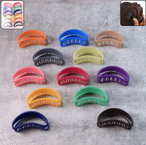 Plastic Hair Clip – Durable Matte Hair Clamp Grip (12 Pc)