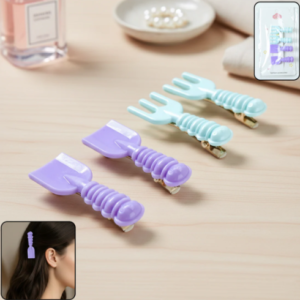 Mini Tool Shape Hair Clips – Stylish 4-Piece Snap Set