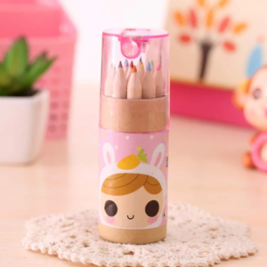 Kids Colouring Pencils Set – 12 Mini Shades with Sharpener | TinyTrendy