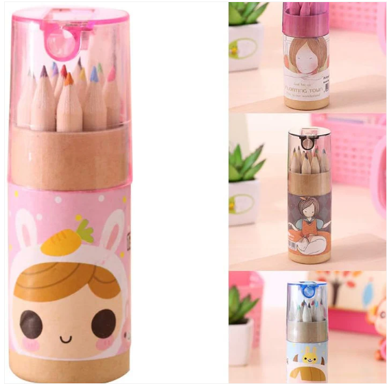 Kids Colouring Pencils Set – 12 Mini Shades with Sharpener | TinyTrendy - Image 3