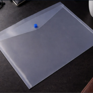 Transparent Document File Folder – Single Pocket with Button Closure