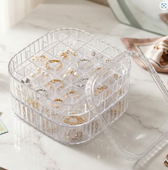 Jewellery Storage Box – 3 Layer Clear Organizer for Small Accessories