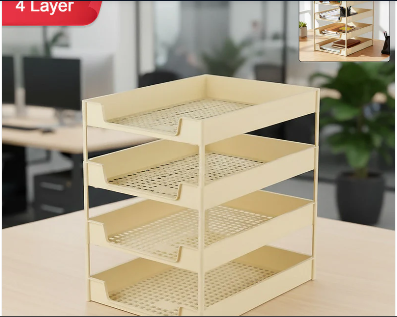Document Organizer Tray – 4-Layer Durable Office File Holder