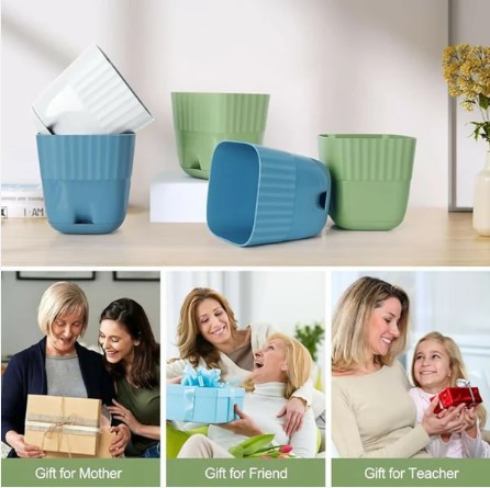 Square Flower Pot Set – Pack of 5 Durable Multi-Color Pots - Image 4