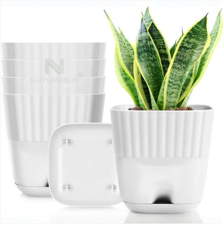 Square Flower Pot Set – Pack of 5 Durable Multi-Color Pots - Image 3