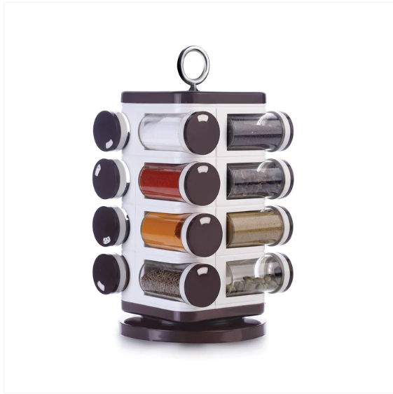 Revolving Spice Rack – 16 PC Plastic Jars, 100ml Each | Ganesh