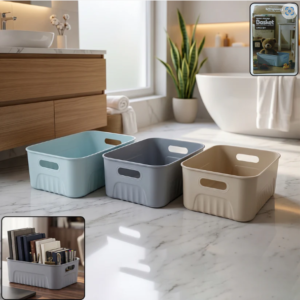 Multipurpose Storage Basket Set – 3 Plastic Organizer Bins