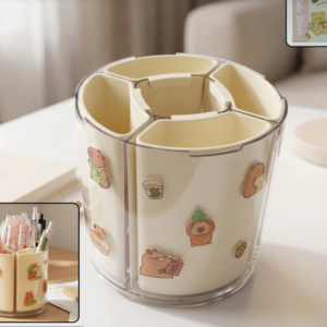 Rotating Desk Organizer – 5 Compartments with 360° Spin for Office & Home