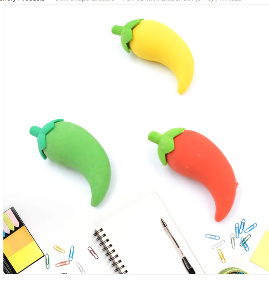 Chili Shape Erasers – Fun 3D Mini Eraser Set (3 Pc) | Writezo - Image 3
