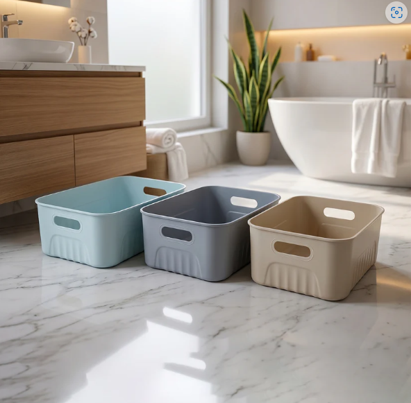 Multipurpose Storage Basket Set – 3 Plastic Organizer Bins