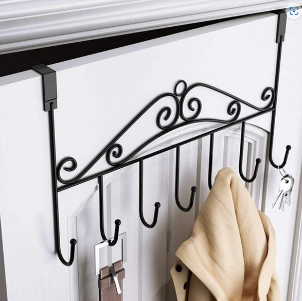 Transform your living space with our versatile Over Door Hanger Rack, designed to bring instant organisation and style to any room. Perfect for decluttering bedrooms, bathrooms, and hallways, this sturdy metal hanging rack offers a smart, space-saving storage solution without the need for drilling or complex installation. Simply hang it over any standard door and enjoy the convenience of seven robust hooks, ready to hold everything from coats and hats to bags and towels. Experience a tidier home with this elegant and functional organizer from Indo Glow.