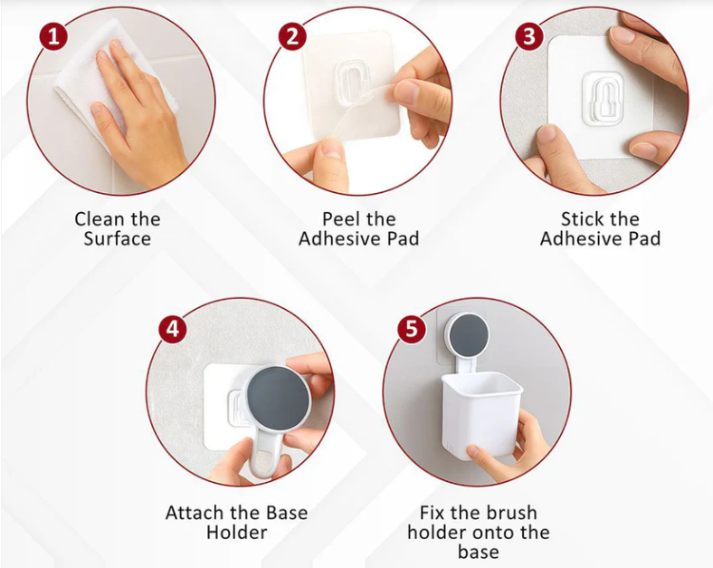 Wall Mounted Toothbrush Holder – No-Drill Space Saving Bathroom Organizer