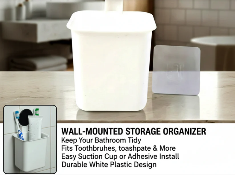 Wall Mounted Toothbrush Holder – No-Drill Space Saving Bathroom Organizer
