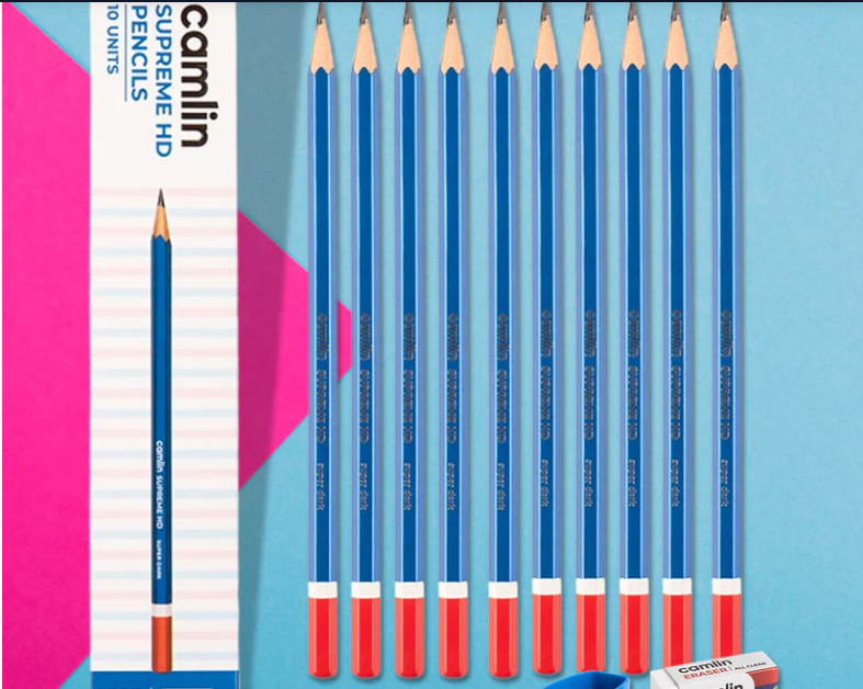 Wooden Pencil with Sharpener & Eraser – Vivid Colors & Smooth Drawing