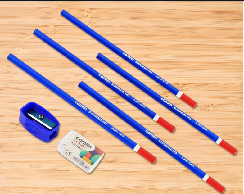 Wooden Pencil with Sharpener & Eraser – Vivid Colors & Smooth Drawing