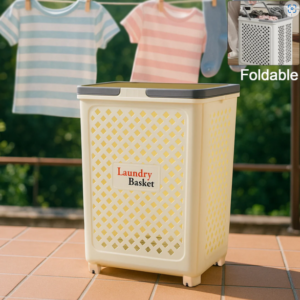 Foldable Laundry Basket with Wheels – Portable & Ventilated