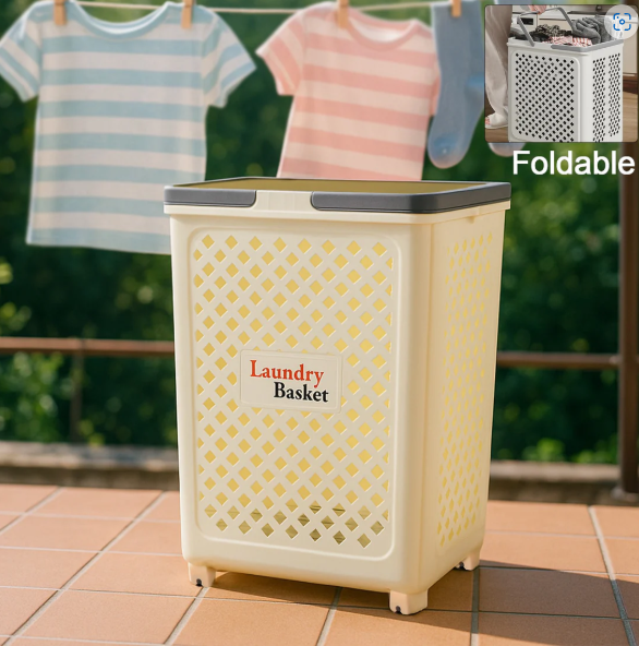 Foldable Laundry Basket with Wheels – Portable & Ventilated