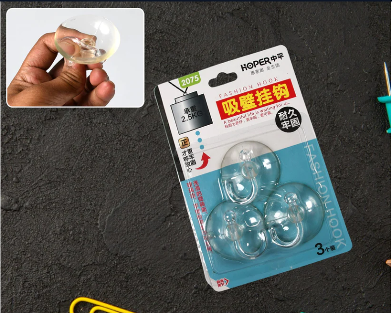 Transparent Suction Hooks – Strong Hold, Drill-Free Storage