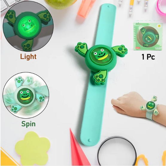 Kids LED Slap Bracelet – Spinning Light-Up Cartoon | Little Fashionistas - Image 3