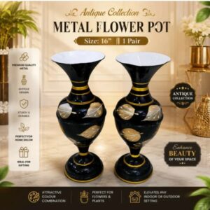 Antique Metal Flower Pot Pair – Elegant Home Accent for Living Space
