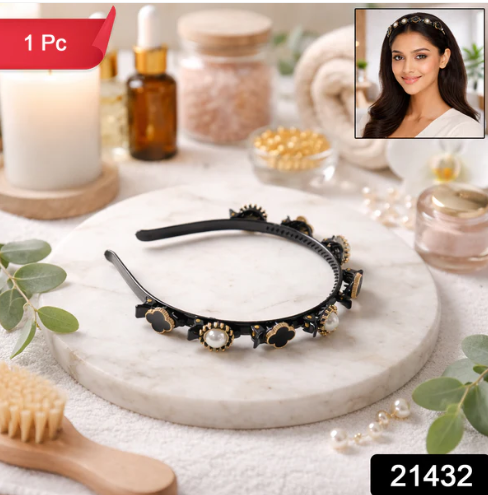 Decorative Headband – Elegant Pearl & Floral Design for Women