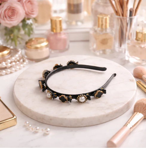 Decorative Headband – Elegant Pearl & Floral Design for Women - Image 4