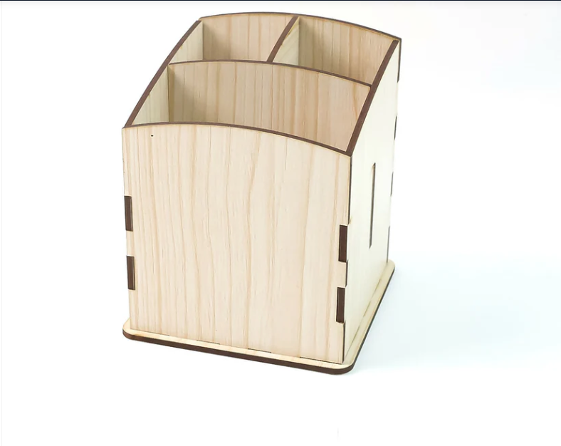 Wooden Pen Stand – Multi-Section Cube Desk Organizer - Image 4