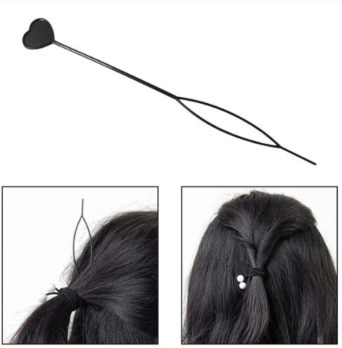 Heart-Shaped Hairpin Set – Stylish Black Clips for All Hair Types - Image 4