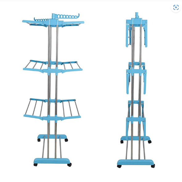 Cloth Drying Stand – 3-Layer Foldable Stainless Steel | FreshAura