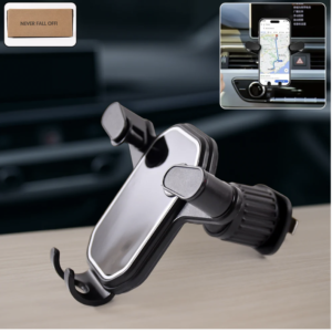 he Gravity Car Phone Holder offers a secure, hands-free solution for mounting your smartphone in the car, featuring an innovative gravity clamping design for a firm grip on all phone sizes. This universal air vent mount ensures your phone stays visible and stable, perfect for navigation and hands-free calls. Key features Gravity Auto-Lock clamps your phone automatically for easy one-hand operation. Compatible with all smartphone models, including top brands like iPhone and Samsung. Secure air vent clip with anti-slip silicone padding for stable attachment and device protection. 360° rotatable ball joint for adjustable viewing angles to suit your driving preferences. Compact ABS plastic construction blends elegantly with your car’s interior without blocking airflow.