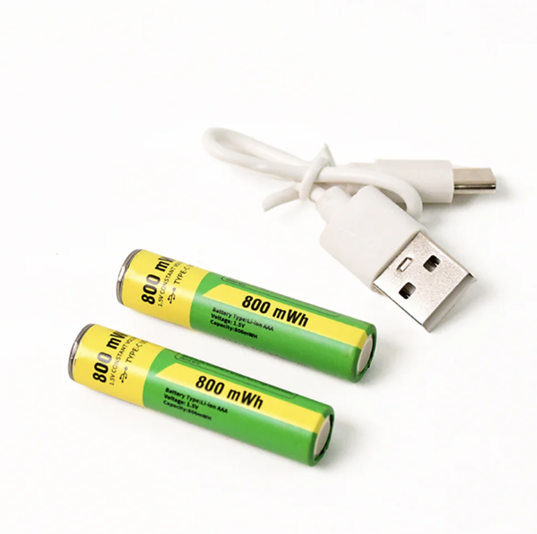 AAA Rechargeable Batteries 800mWh High Capacity 2 Pack