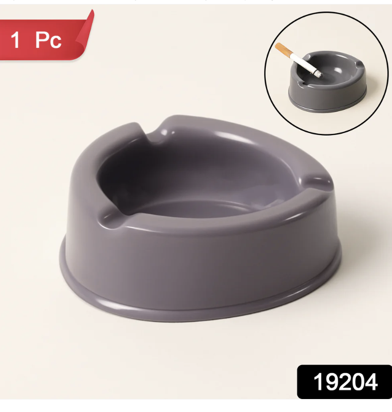 Plastic Ashtray – Durable Grey with Triple Cigarette Slots