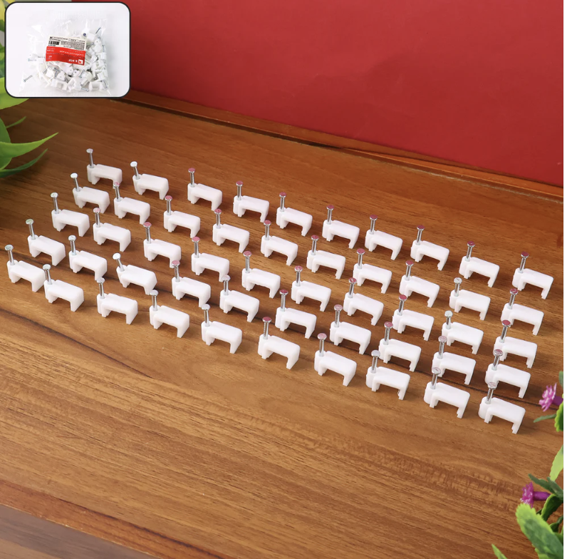 8mm Nail Cable Clips Set – Durable Plastic Wire Holders