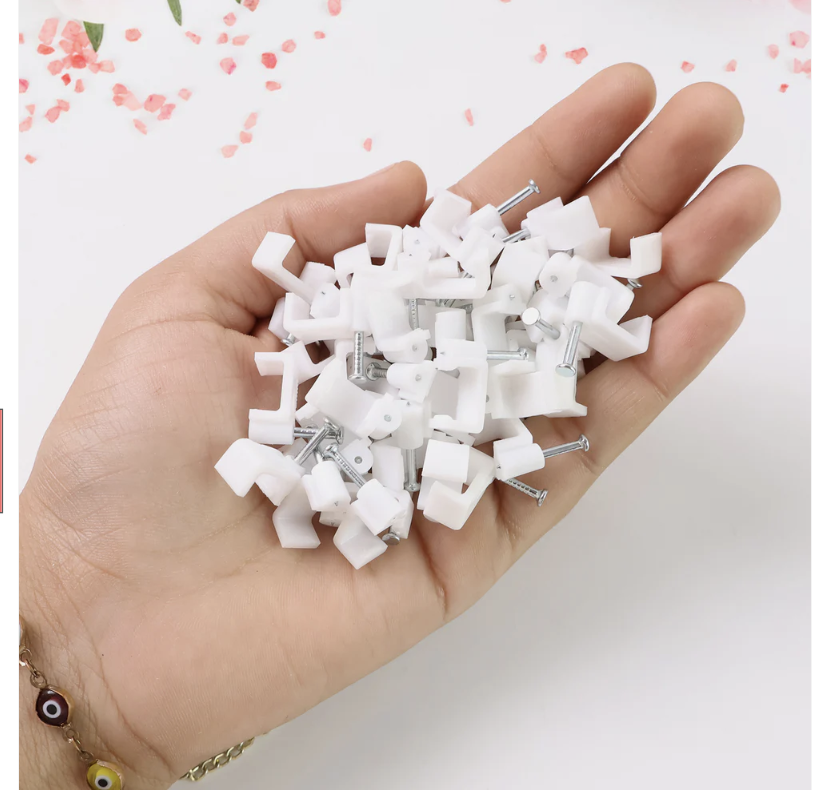 8mm Nail Cable Clips Set – Durable Plastic Wire Holders