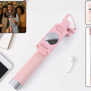 Wired Selfie Stick with Rearview Mirror – Extended 78 cm Reach