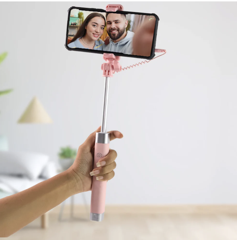 Wired Selfie Stick with Rearview Mirror – Extended 78 cm Reach