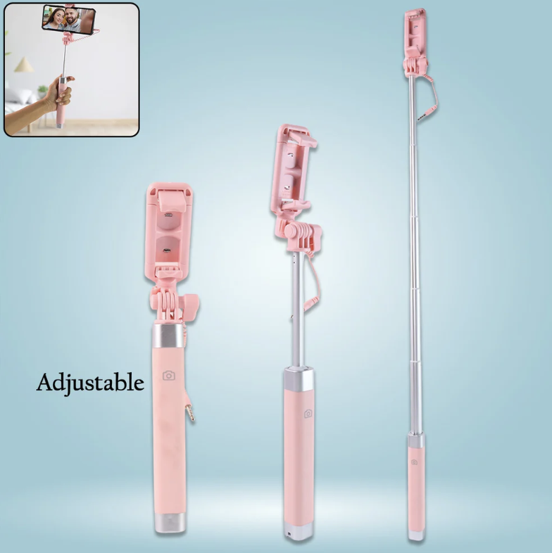 Wired Selfie Stick with Rearview Mirror – Extended 78 cm Reach