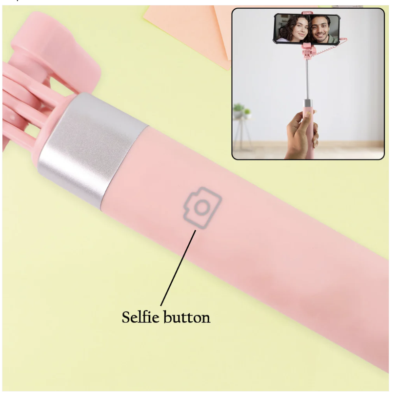 Wired Selfie Stick with Rearview Mirror – Extended 78 cm Reach