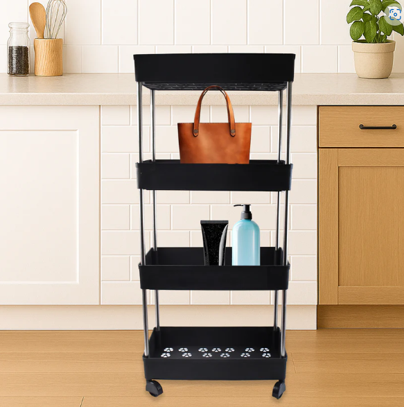 Movable Storage Rack Trolley – 4-Layer Heavy Duty Organizer
