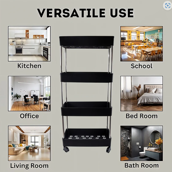 Movable Storage Rack Trolley – 4-Layer Heavy Duty Organizer