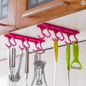 Multi-Purpose Hanging Organizer – 6 Durable Pink Hooks