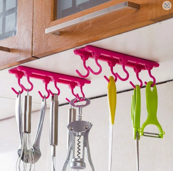 Multi-Purpose Hanging Organizer – 6 Durable Pink Hooks