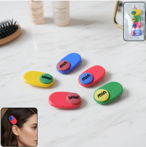 Decorative Hair Clip Set – 4-Piece Text Accent Styling