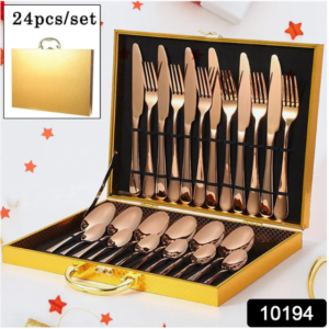 Gold Flatware Set – 24-Piece Luxury Dining | Serve Stellar