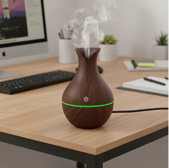 Mini Wooden Humidifier – Ultrasonic Mist Diffuser with LED | Indo Glow - Image 3