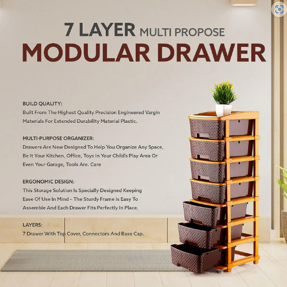 7-Layer Plastic Storage Drawer Organizer – Durable & Spacious