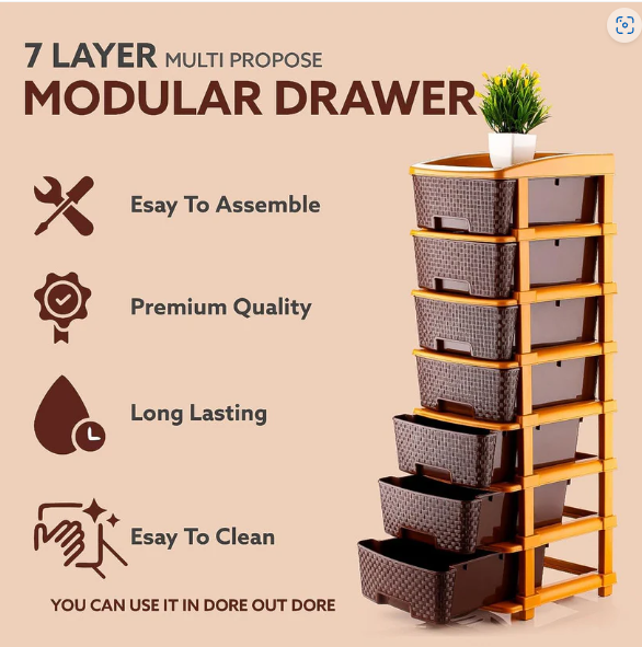 7-Layer Plastic Storage Drawer Organizer – Durable & Spacious